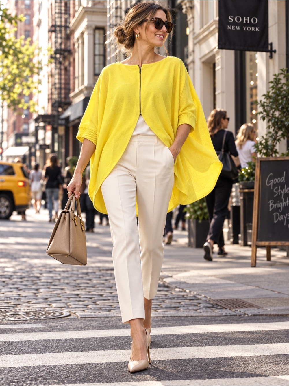 St John’s Zippered Pullover Cape Cover-up, Yellow